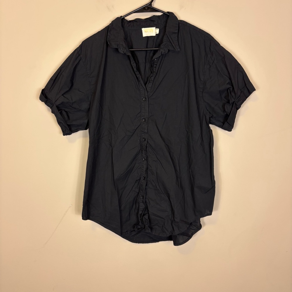 Nation LTD Black Women’s Casual Button Down Short Sleeve Top Large